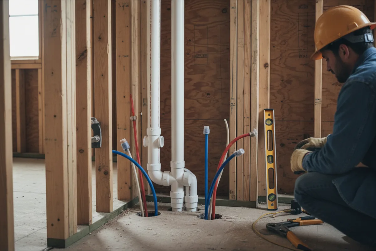 Drain and supply rough-in during Leak Detection in Newborn