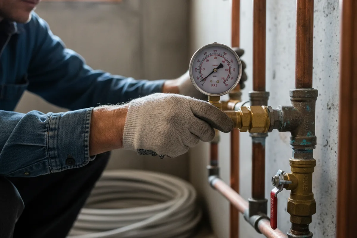 Pressure testing a repaired line during Water Line Repair in Newborn